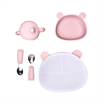 購入 くまの形のシリコーンの赤ん坊の供給セット6Pcs BPAふたが付いている自由な吸引ボール online manufacture