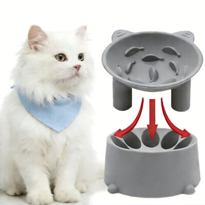 buy ポータブル楕円形保護ネックシリコン猫用給餌ボウル、環境に優しい防水、高さ調節可能、傾斜口、卸売 online manufacture