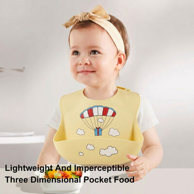 Food Grade Silicone Baby Bibs Waterproof Soft Silicone Bib with Food Catcher Adjustable Infant Feeding Bib for Babies